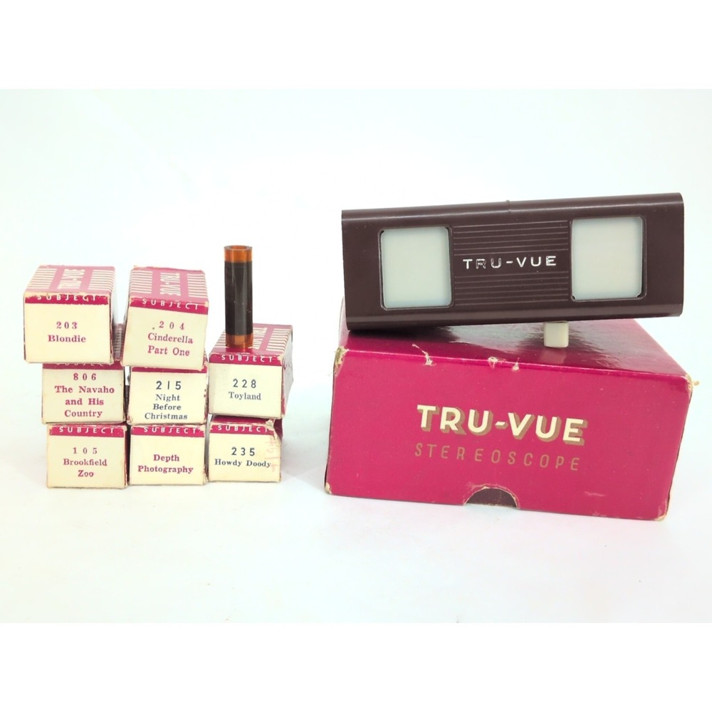 Vintage Tru-Vue 3D Steroscope  Reel Roll Viewer 8 Rolls in Boxes Christmas